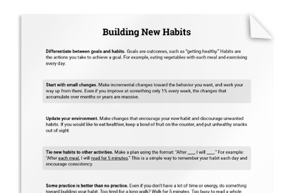 Building New Habits: Tips Sheet