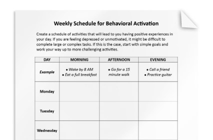 Weekly Schedule for Behavioral Activation